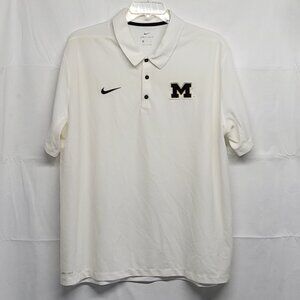 Michigan Wolverines Polo Shirt Mens XXL Nike Dri-FIT  Short Sleeve White Logo